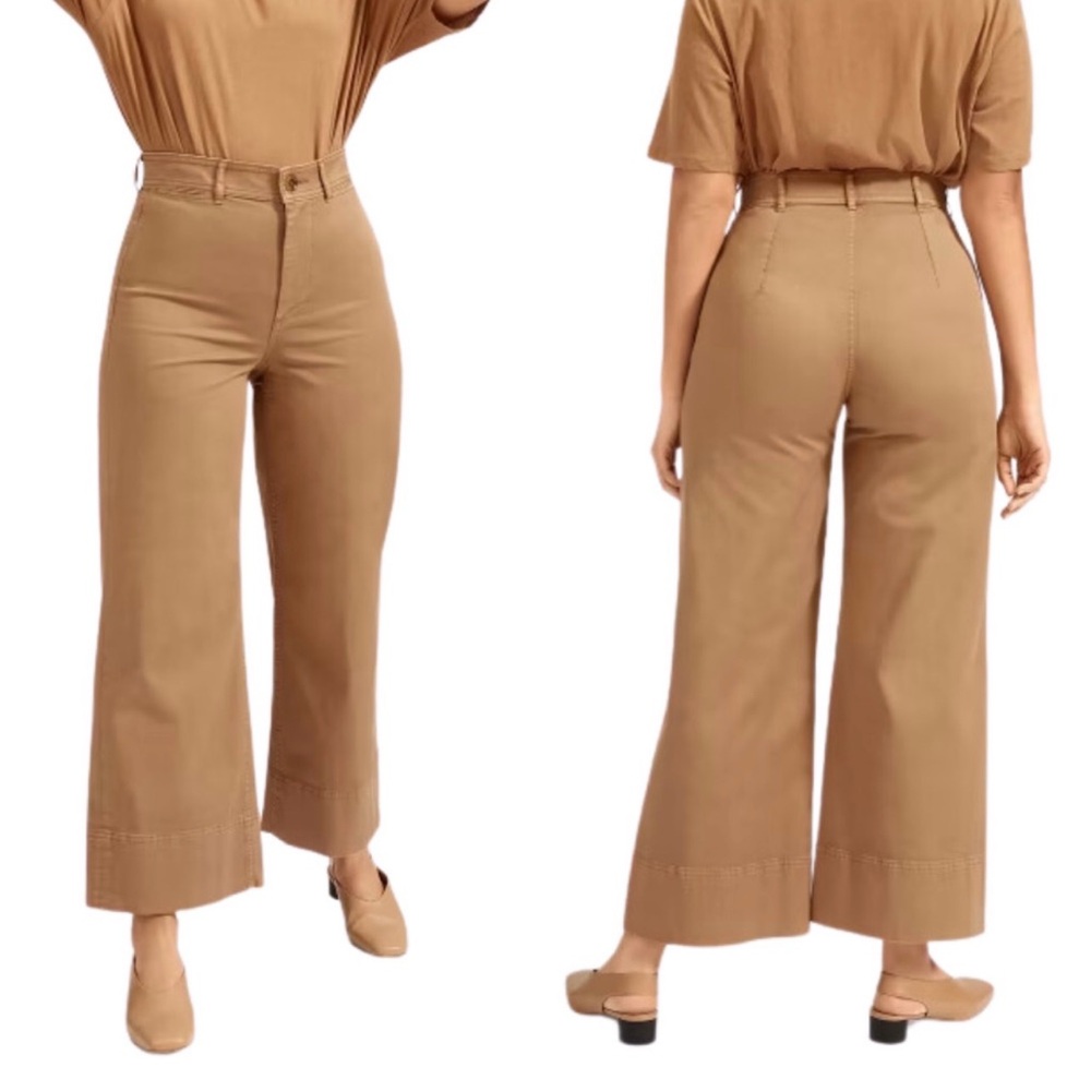 Everlane Pants Womens Size 10 Khaki Wide Leg Crop Chino High Rise Lightweight